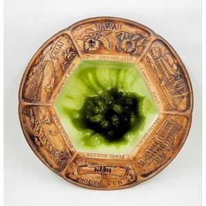 Treasure Craft of Hawaii Souvenir Ashtray Coin Trinket Dish Landmarks Green